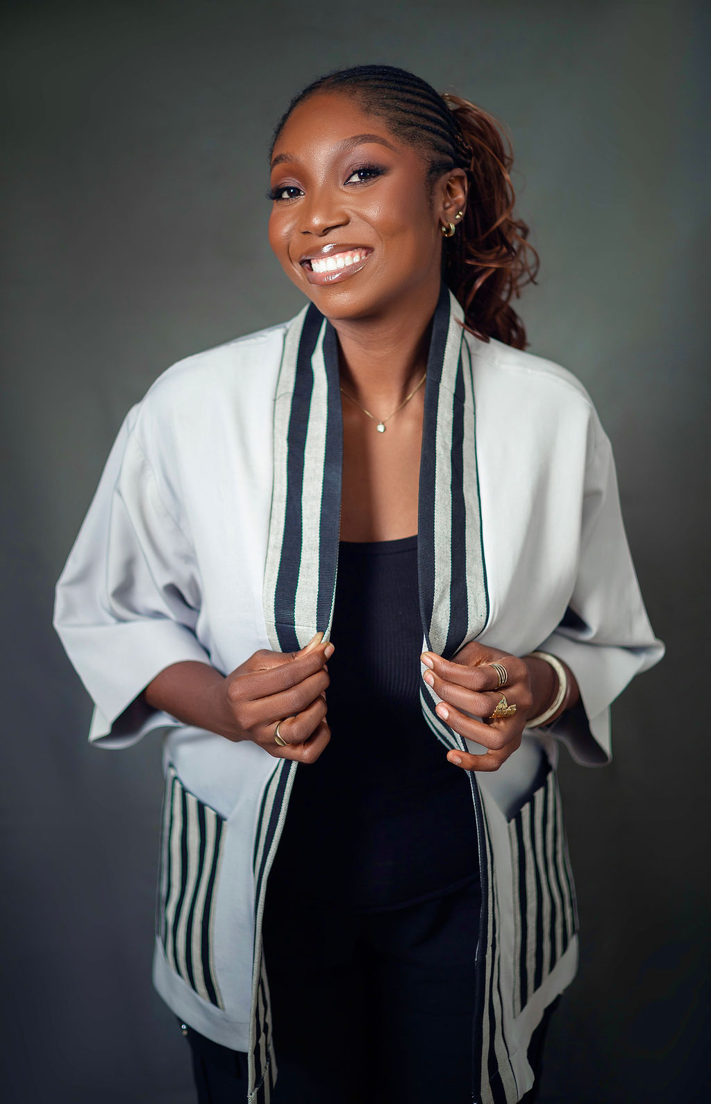 The Aso-Oke Trim Kimono Jacket - Image 2
